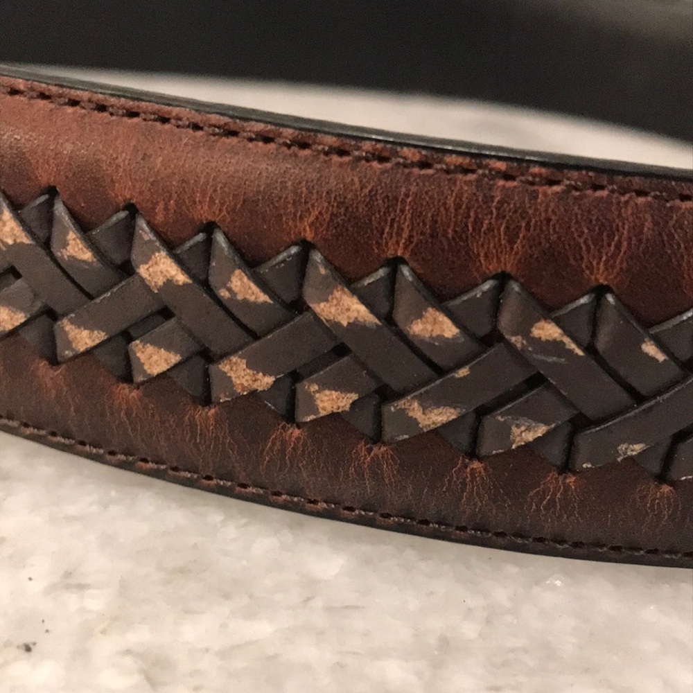 Columbia Leather Belt Mens 38 Brown Braided Woven Business Golf Western Cowboy - Picture 5 of 6